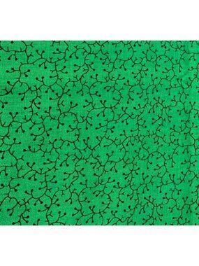 Green Fabric Fat Quarter 18x22" Black Vine Pattern Cotton Material Quilting/Craf
